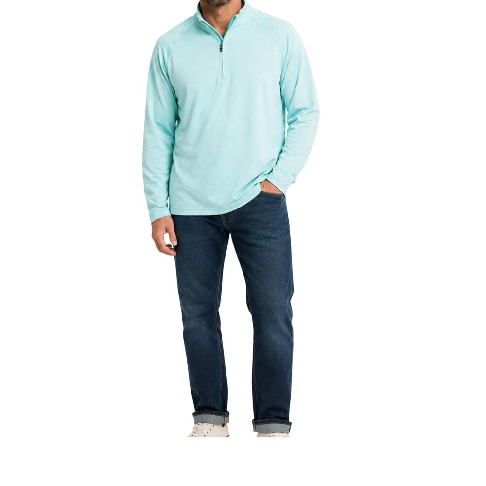 Lands End Top Mens Size XL Blue Lightweight Athletic Long Sleeve 1/4 Zip Comfort